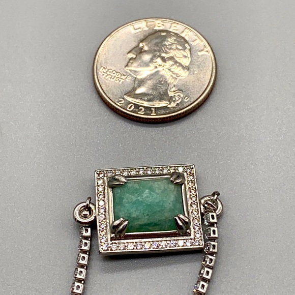 Gorgeous stainless steel square shaped faceted Amazonite with CZ accents - Picture 7 of 7